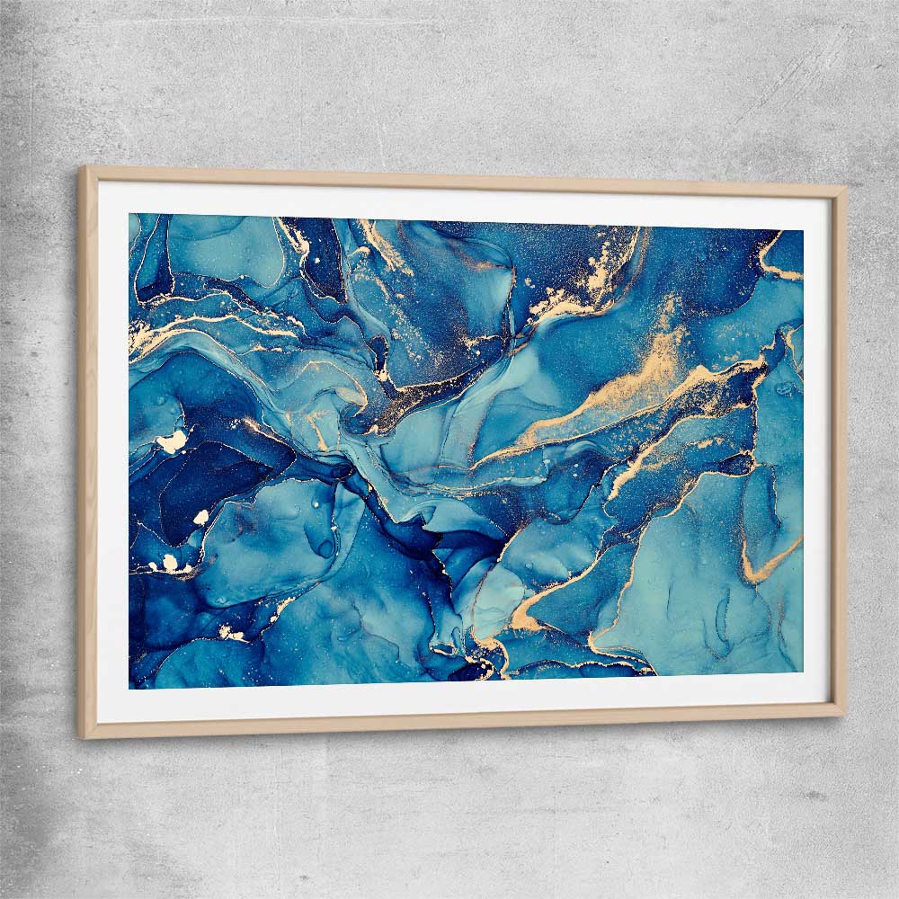Ocean Dreaming raw oak glass front frame - part of our high quality canvas abstract wall art collection