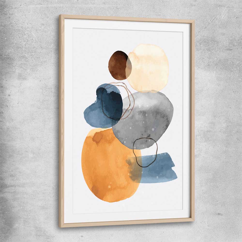 Ocean Tones Two raw oak glass front frame - part of our high quality canvas abstract wall art collection