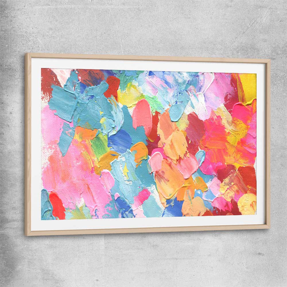 Pastel Palette raw oak glass front frame - part of our high quality canvas abstract wall art collection