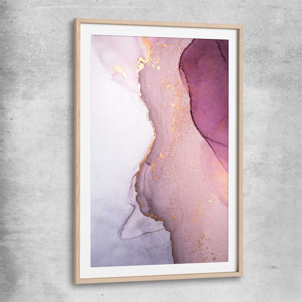 Pink Tones raw oak glass front frame - part of our high quality canvas abstract wall art collection
