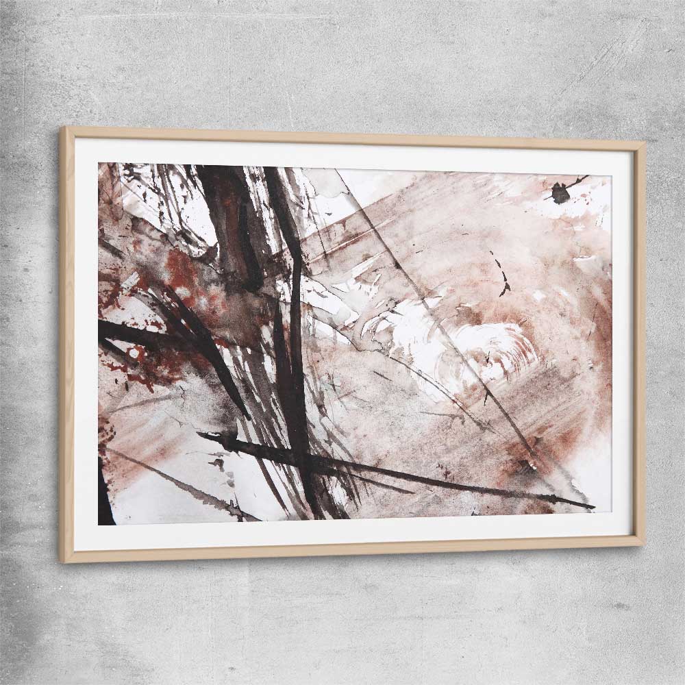Sharp Strokes raw oak glass front frame - part of our high quality canvas abstract wall art collection