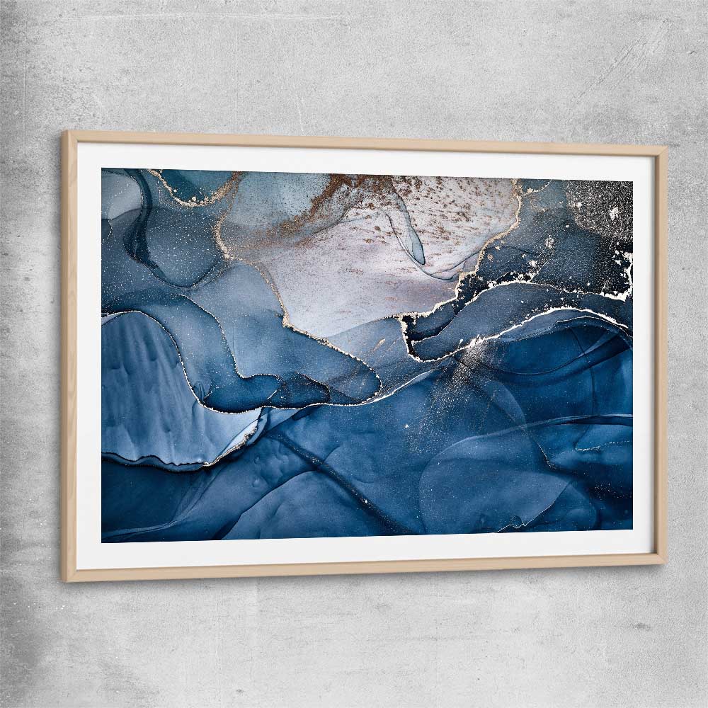 Silver Flow raw oak glass front frame - part of our high quality canvas abstract wall art collection