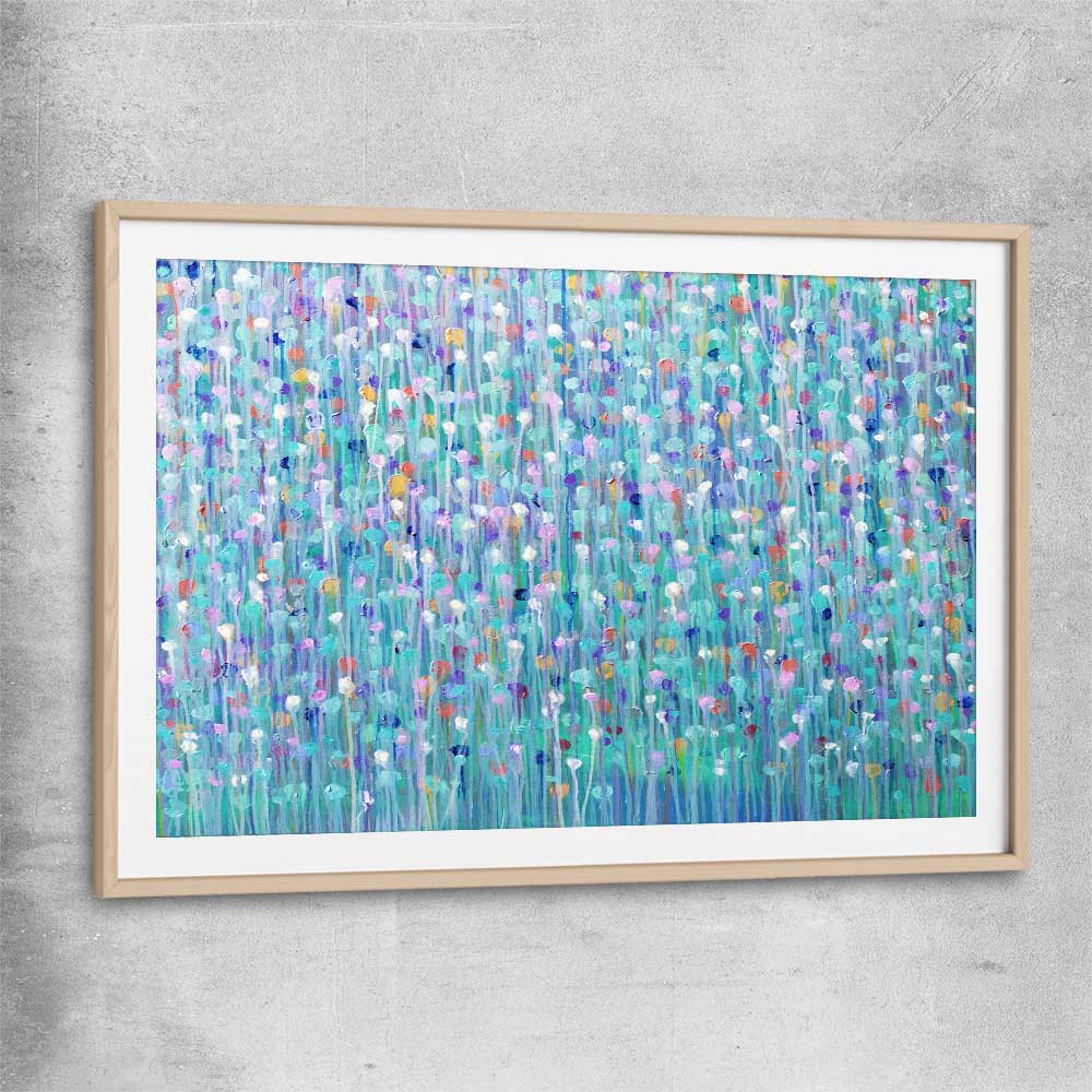 Sparkly Water raw oak glass front frame - part of our high quality canvas abstract wall art collection