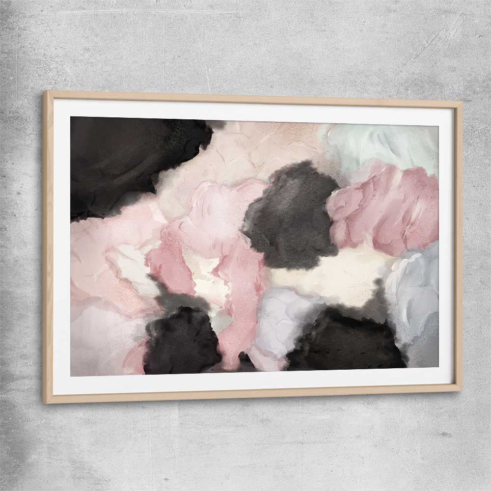 Subtle Fades raw oak glass front frame - part of our high quality canvas abstract wall art collection
