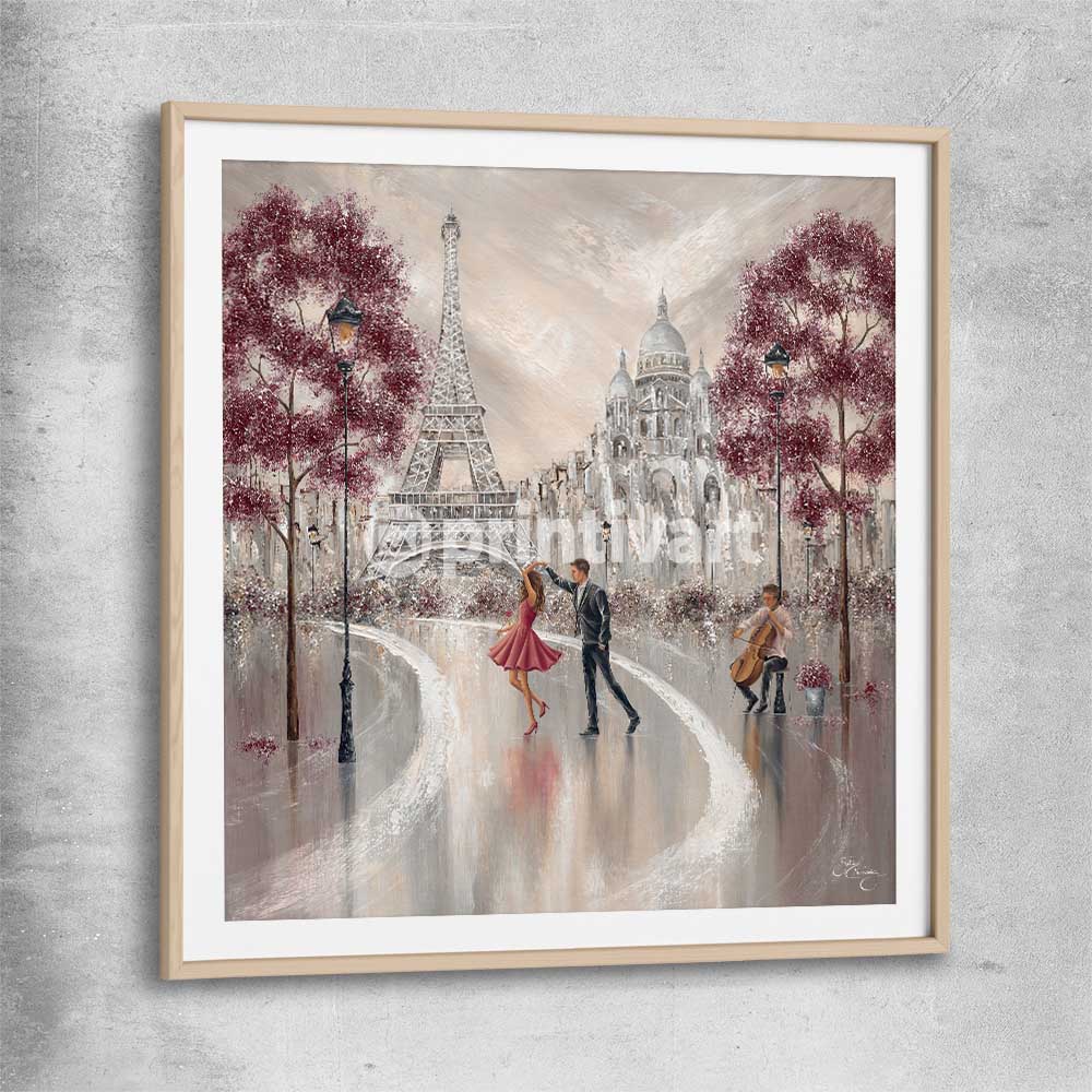 Twirl, Paris Dance raw oak glass front frame - part of our high quality canvas abstract wall art collection