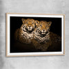 Animal wall art and canvas prints of Calm Jaguar Couple with raw oak glass front frame