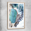 Beach and coastal wall art print of Bronte Rock Pool with raw oak glass front frame