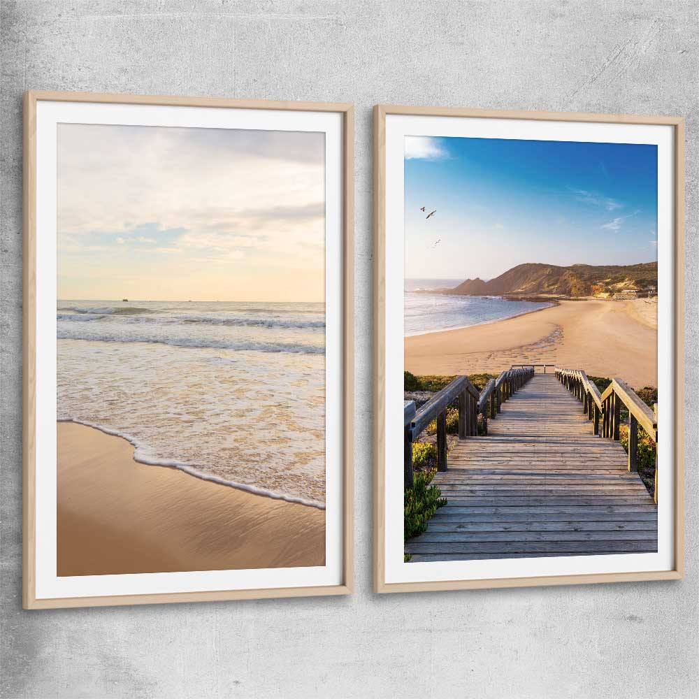 Gentle Tide Pair raw oak glass front frame is a high quality print in our city skyline, travel prints and maps collection