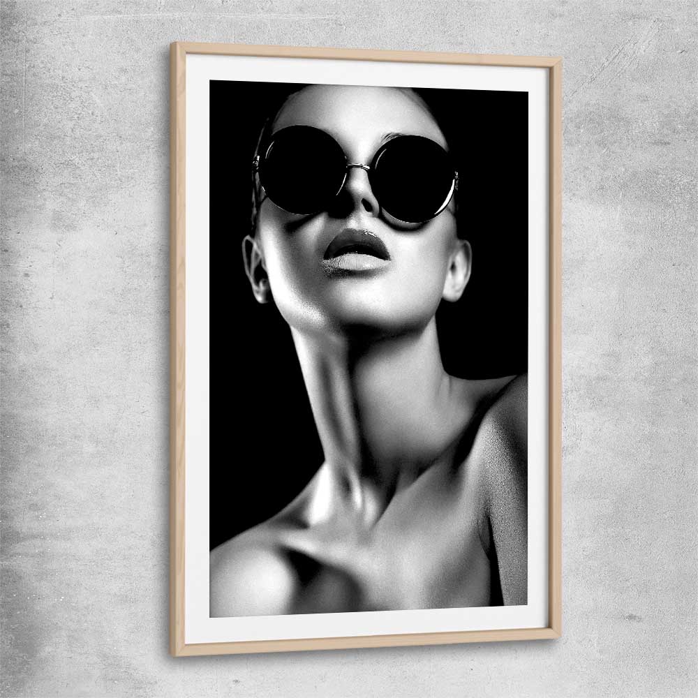 Behind the Shades raw oak glass front frame - part of our high quality fashion canvas wall art and prints collection
