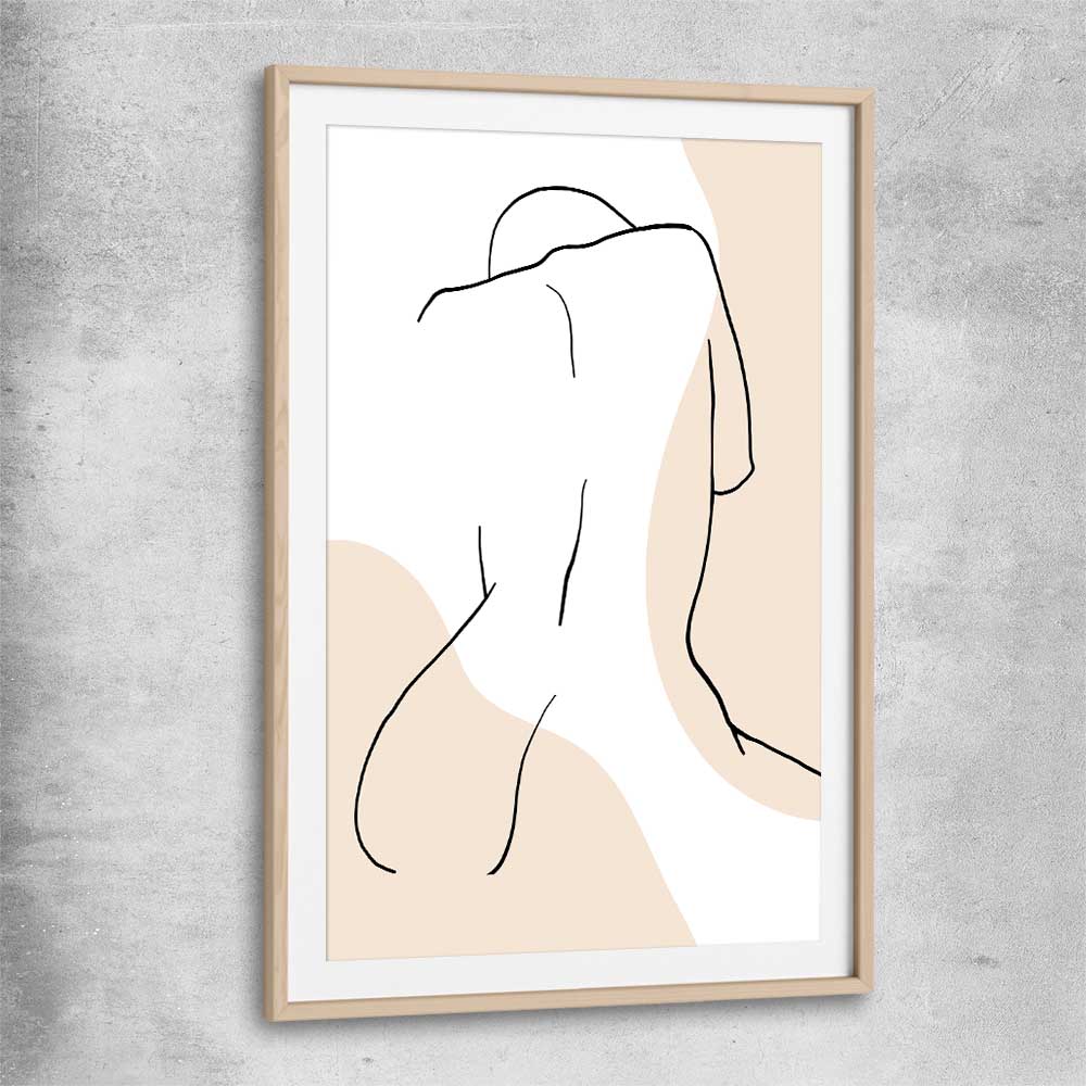 Beige Back raw oak glass front frame - part of our high quality fashion canvas wall art and prints collection
