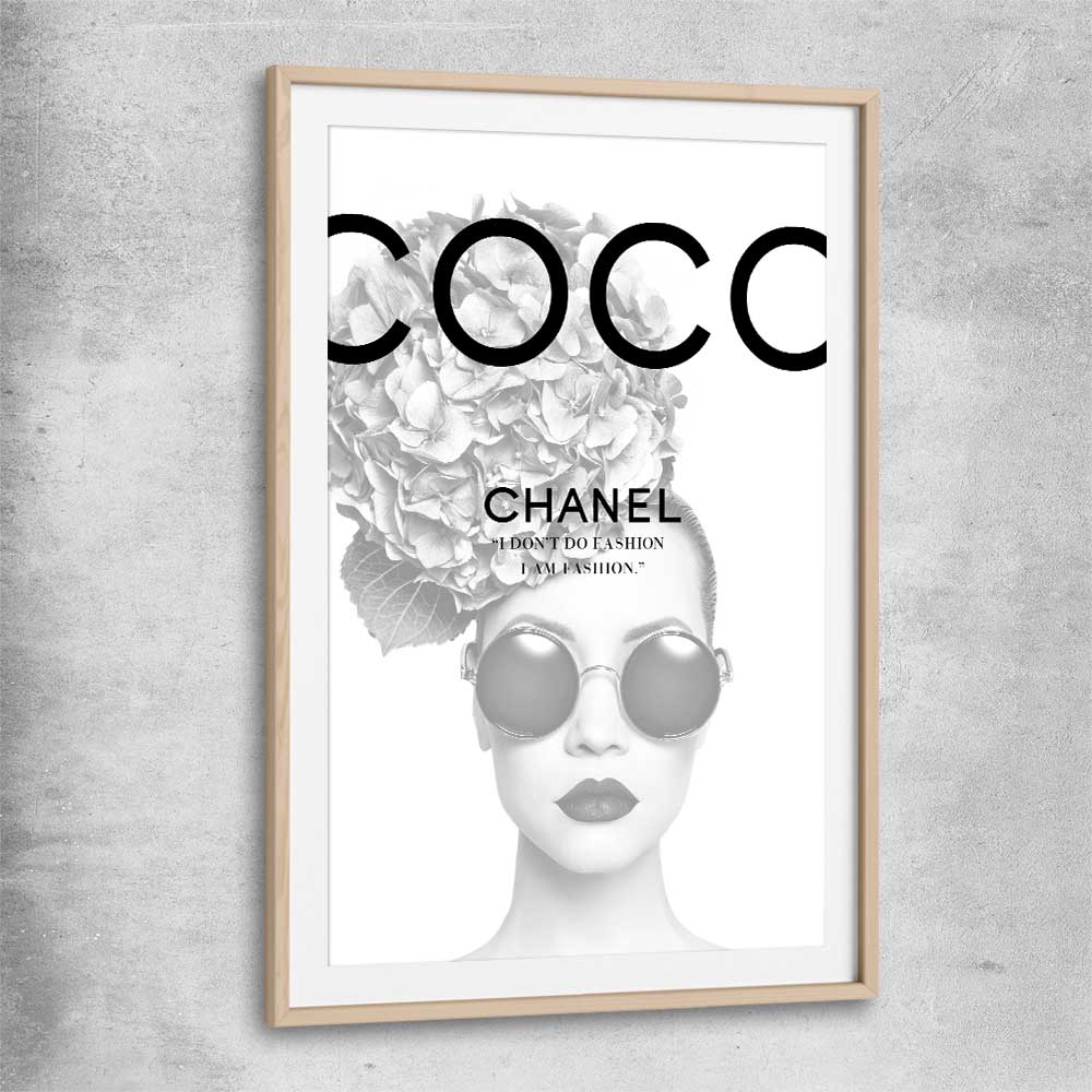 Coco Hydrangea raw oak glass front frame - part of our high quality fashion canvas wall art and prints collection