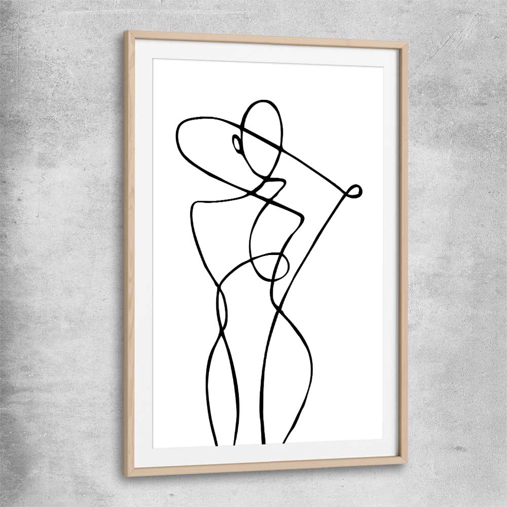 Minimalist Pose raw oak glass front frame - part of our high quality fashion canvas wall art and prints collection