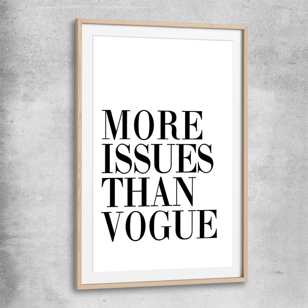 More Issues raw oak glass front frame - part of our high quality fashion canvas wall art and prints collection