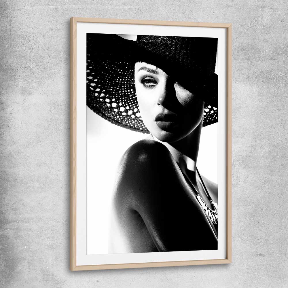Silhouette Stare raw oak glass front frame - part of our high quality fashion canvas wall art and prints collection