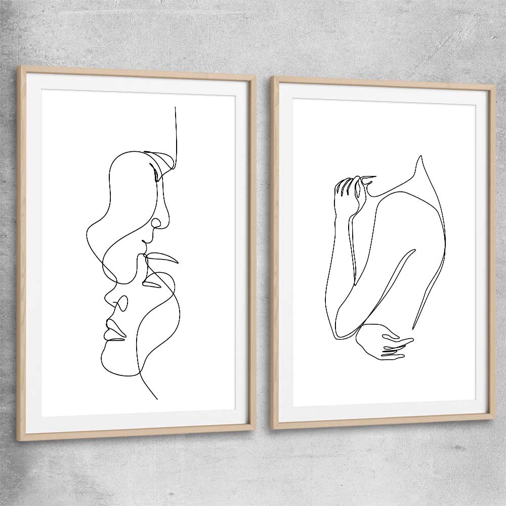 Warmth Pair raw oak glass front frame - part of our high quality fashion canvas wall art and prints collection
