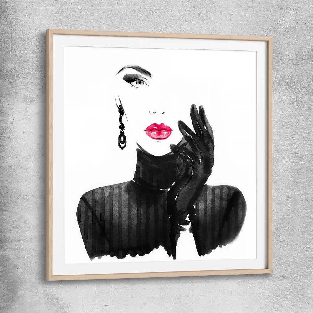 Watercolour Portrait raw oak glass front frame - part of our high quality fashion canvas wall art and prints collection