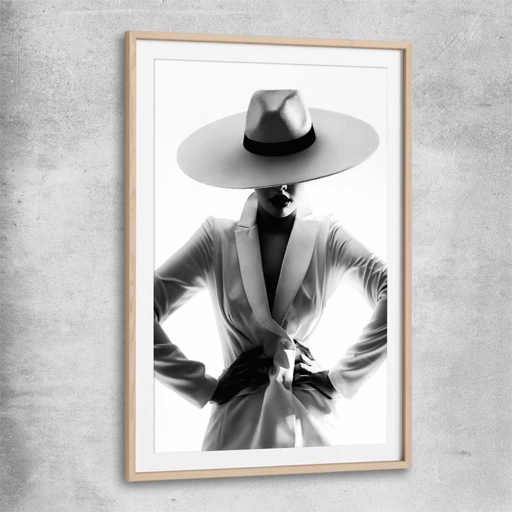 White Hat Gaze raw oak glass front frame - part of our high quality fashion canvas wall art and prints collection