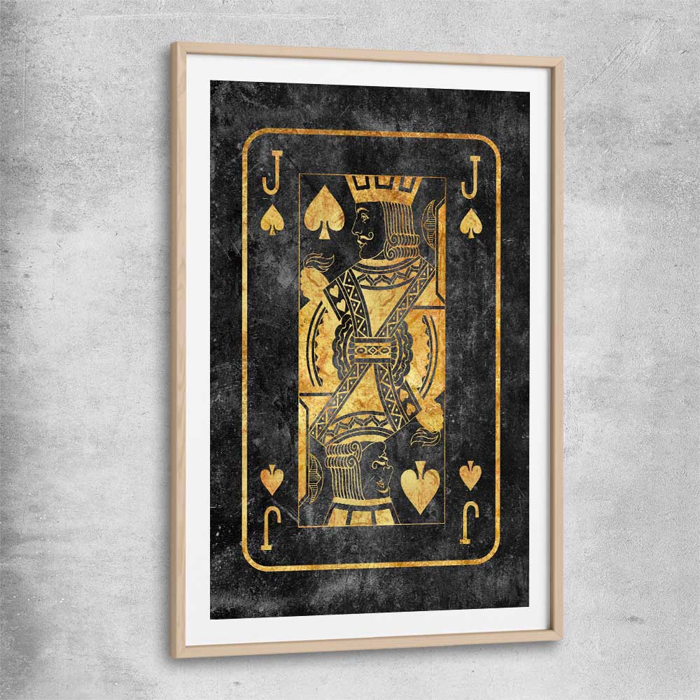 Jack of Spades raw oak glass front frame - part of our high quality fashion canvas wall art and prints collection