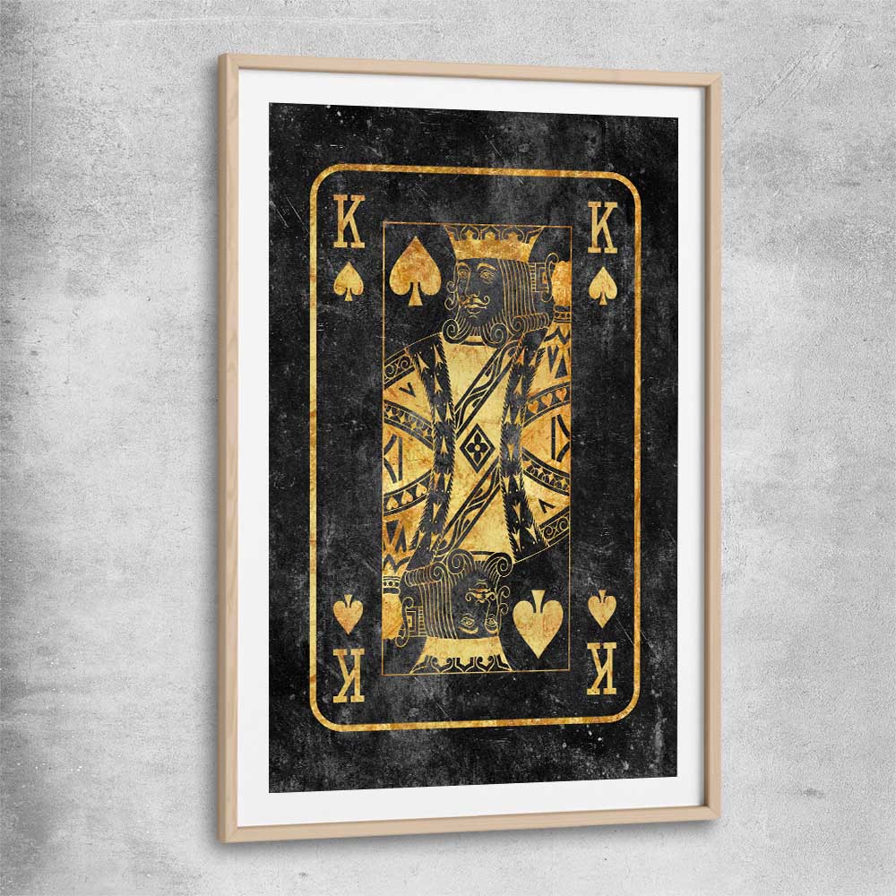 King of Spades raw oak glass front frame - part of our high quality fashion canvas wall art and prints collection