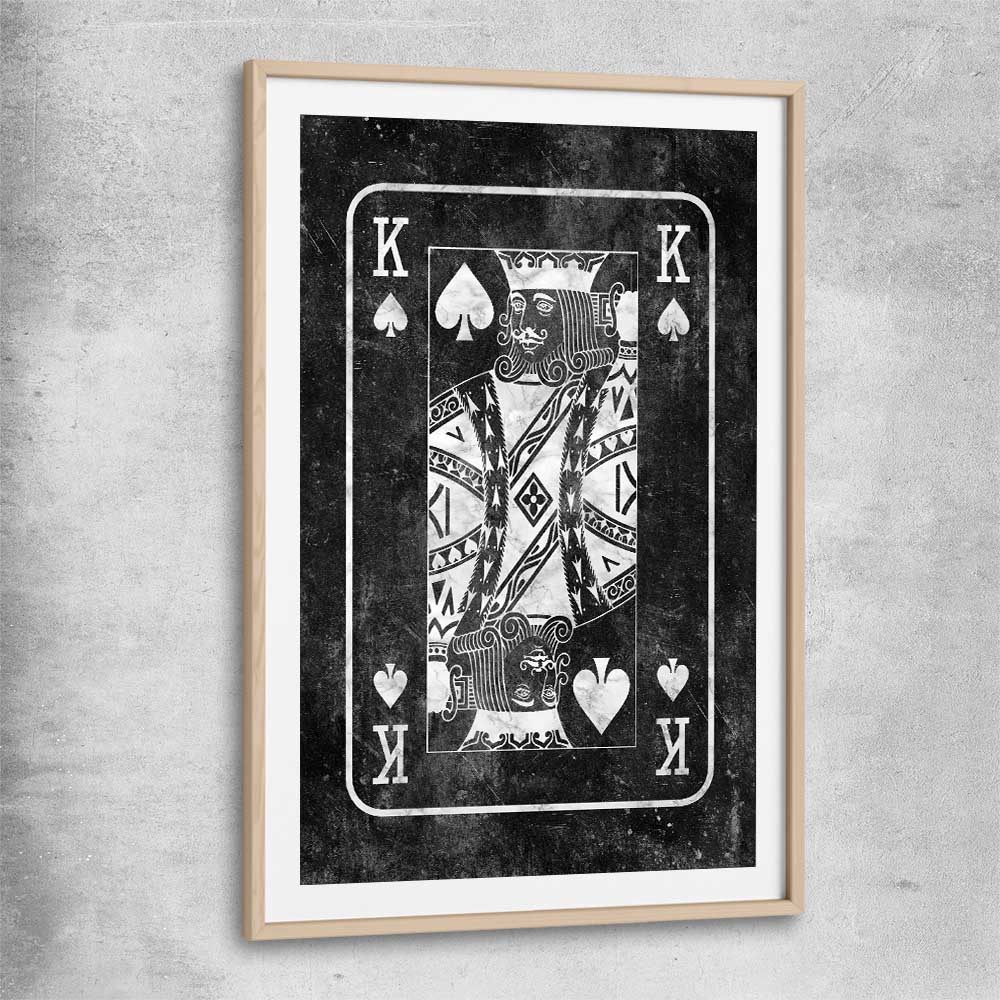 Inspirational wall art print of Marble King with raw oak glass front frame