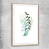 Floral print of Eucalyptus Bunch Three with raw oak glass front frame