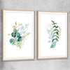 Floral print of Eucalyptus Pair Two with raw oak glass front frame