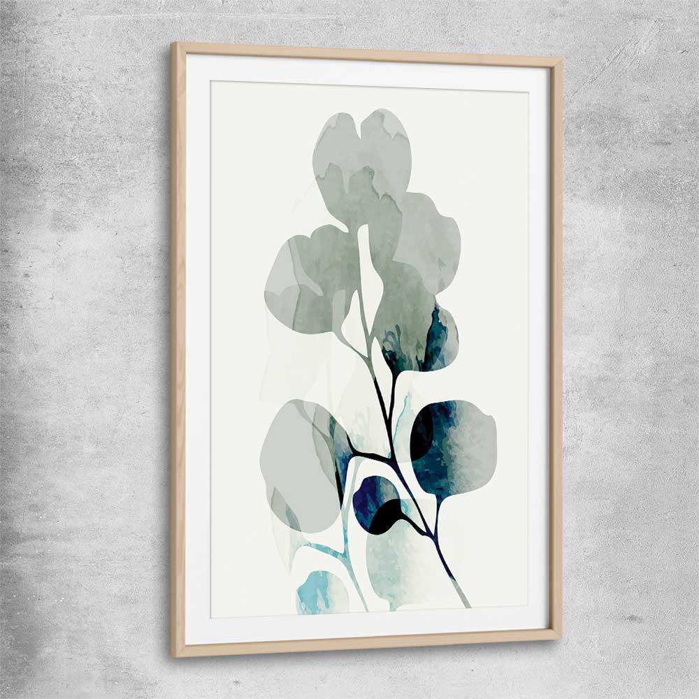Floral print of Floral Texture One with raw oak glass front frame