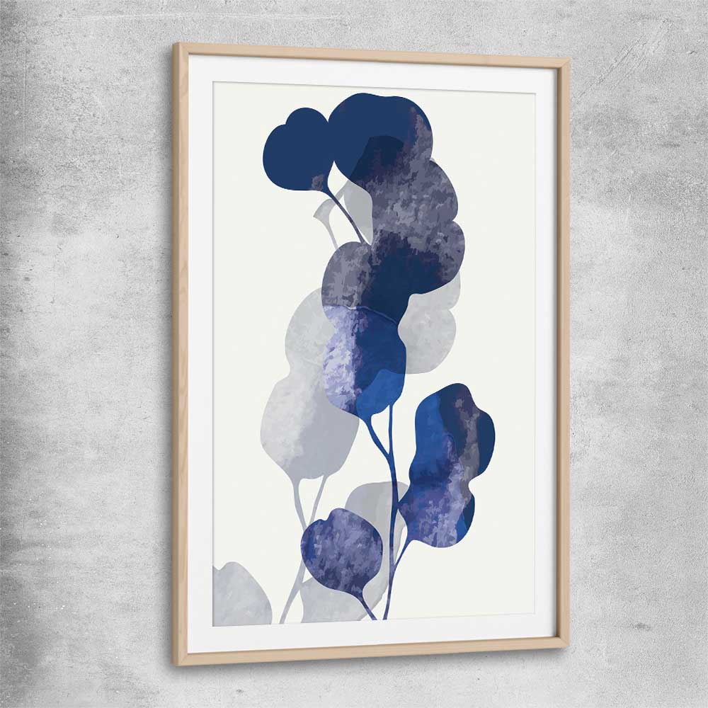 Floral print of Floral Texture Three with raw oak glass front frame