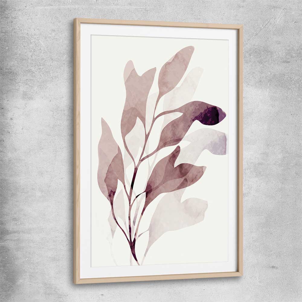 Floral print of Floral Texture Two with raw oak glass front frame