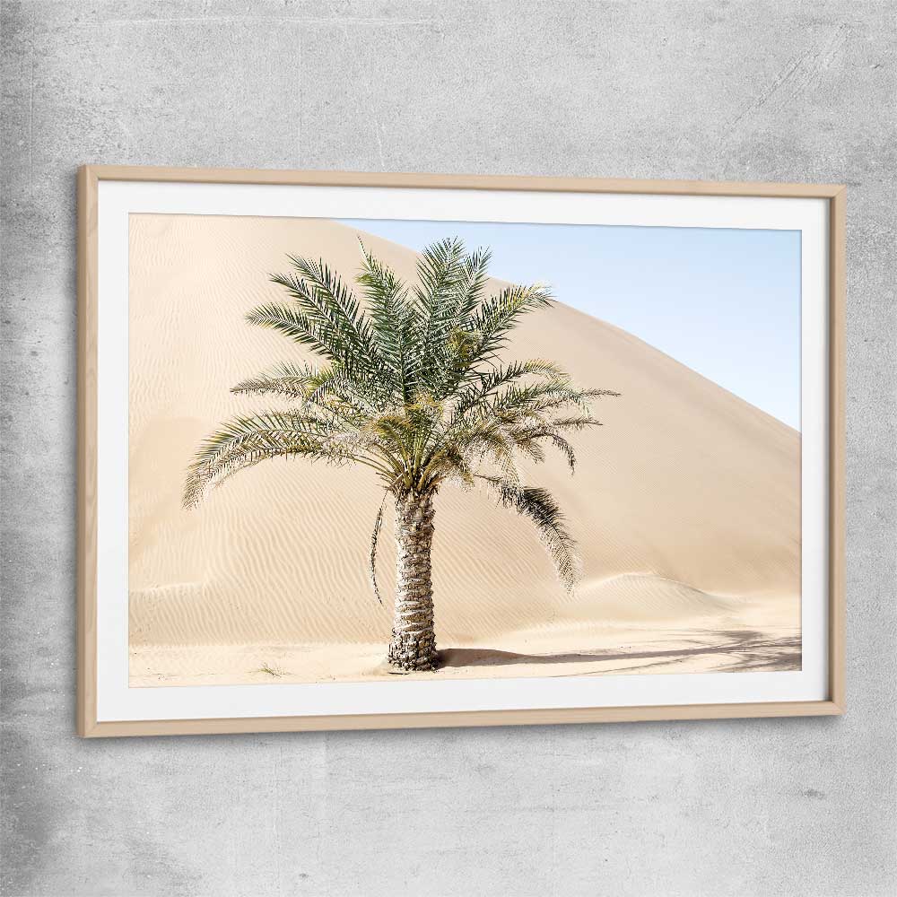 Floral print of Liwa Dunes with raw oak glass front frame