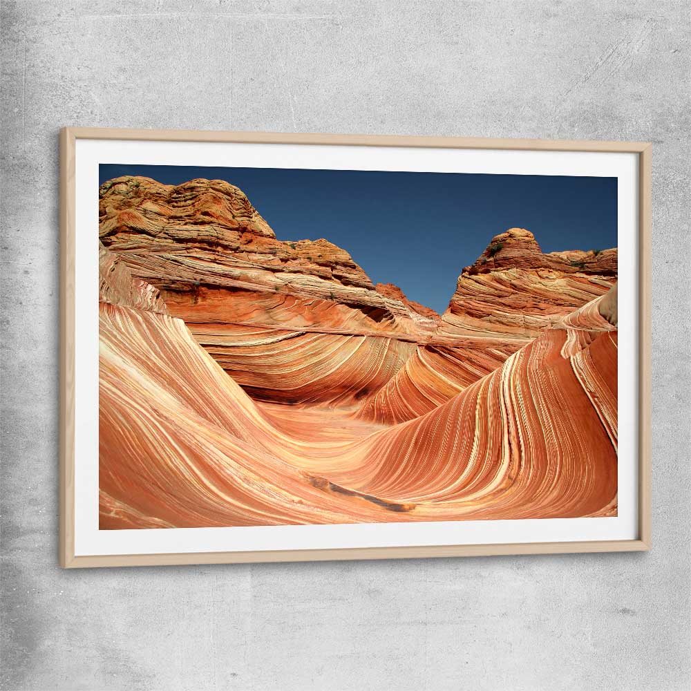 Floral print of Vermilion Cliffs with raw oak glass front frame