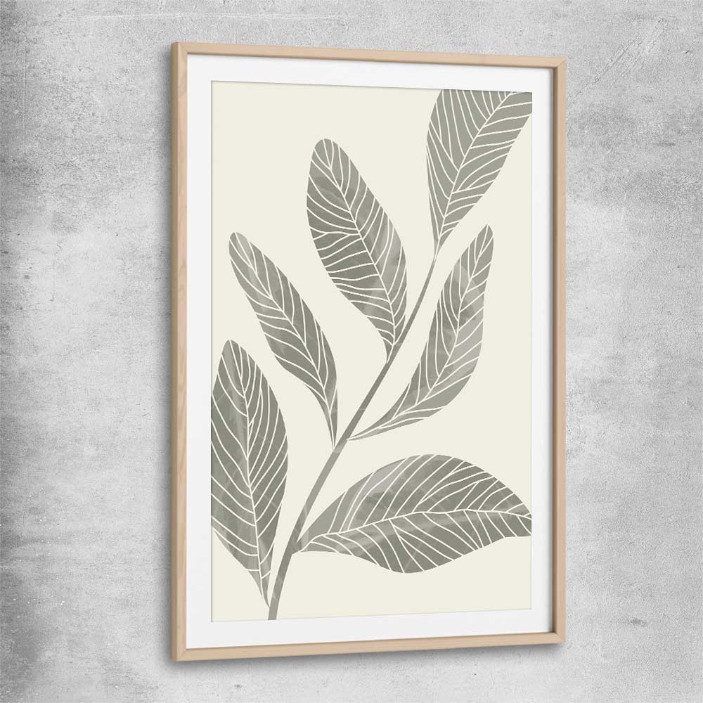 Floral print of Vintage Floral Three with raw oak glass front frame