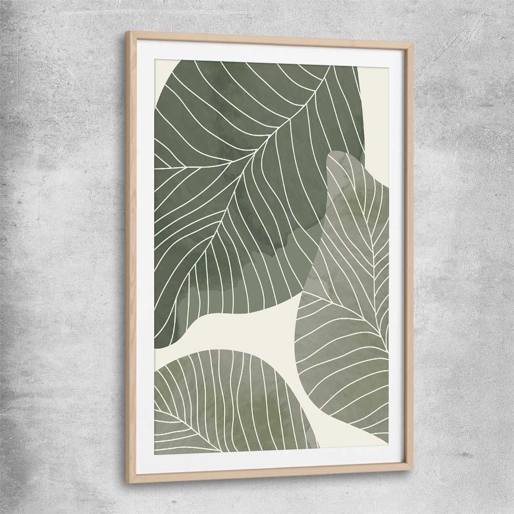 Floral print of Vintage Floral Two with raw oak glass front frame