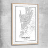 Adelaide City raw oak glass front frame is a high quality print in our city skyline, travel prints and maps collection