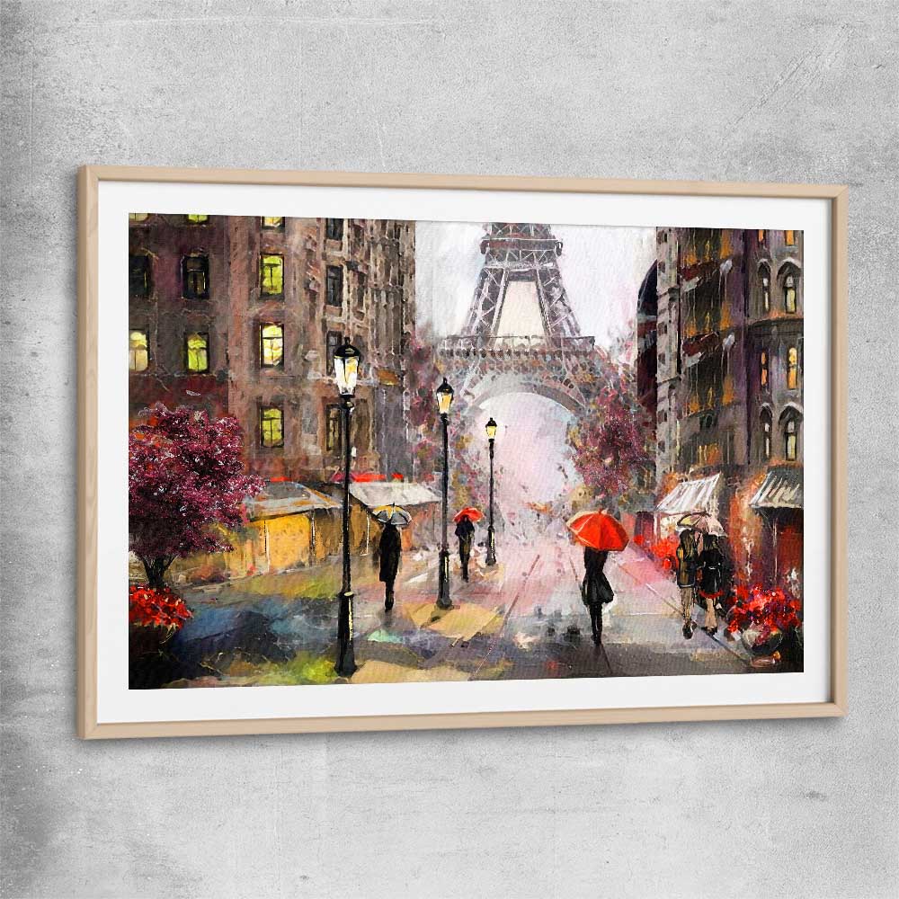 Beautiful Paris raw oak glass front frame is a high quality print in our city skyline, travel prints and maps collection