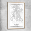 Brisbane City raw oak glass front frame is a high quality print in our city skyline, travel prints and maps collection