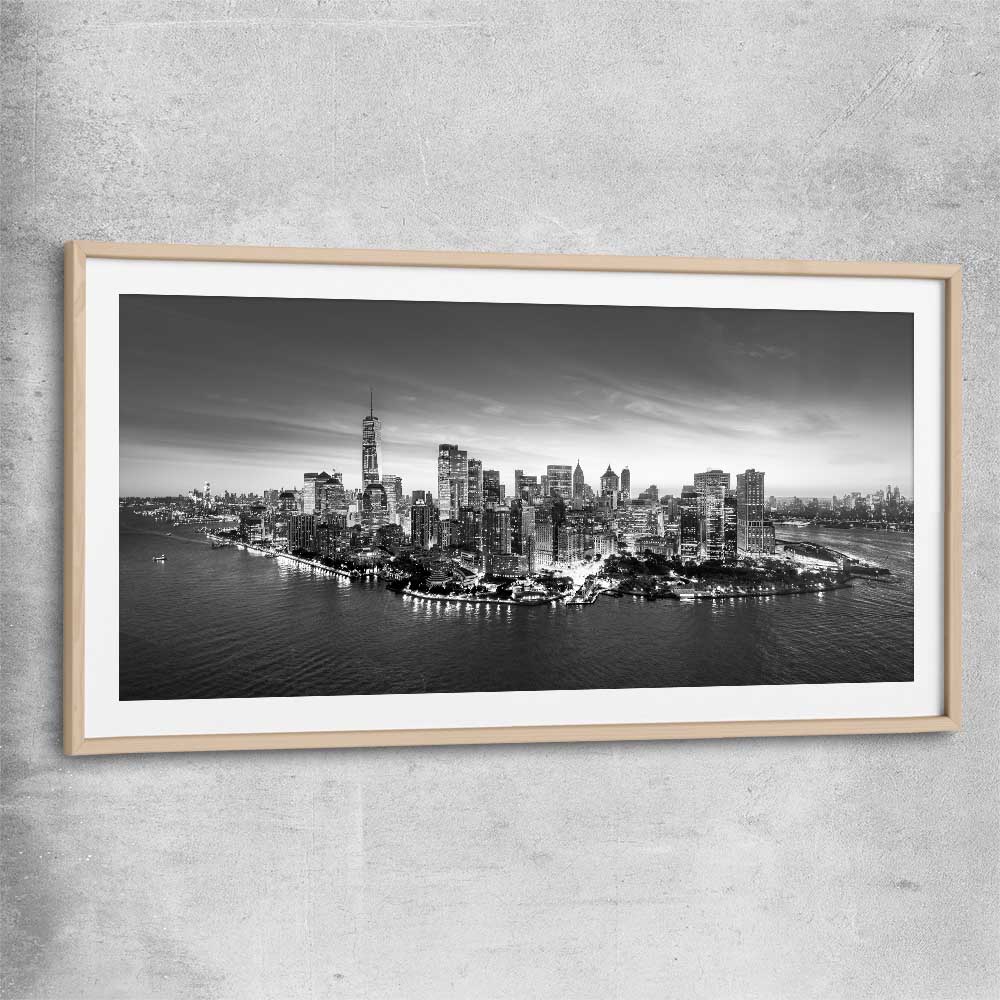 New York View raw oak glass front frame is a high quality print in our city skyline, travel prints and maps collection