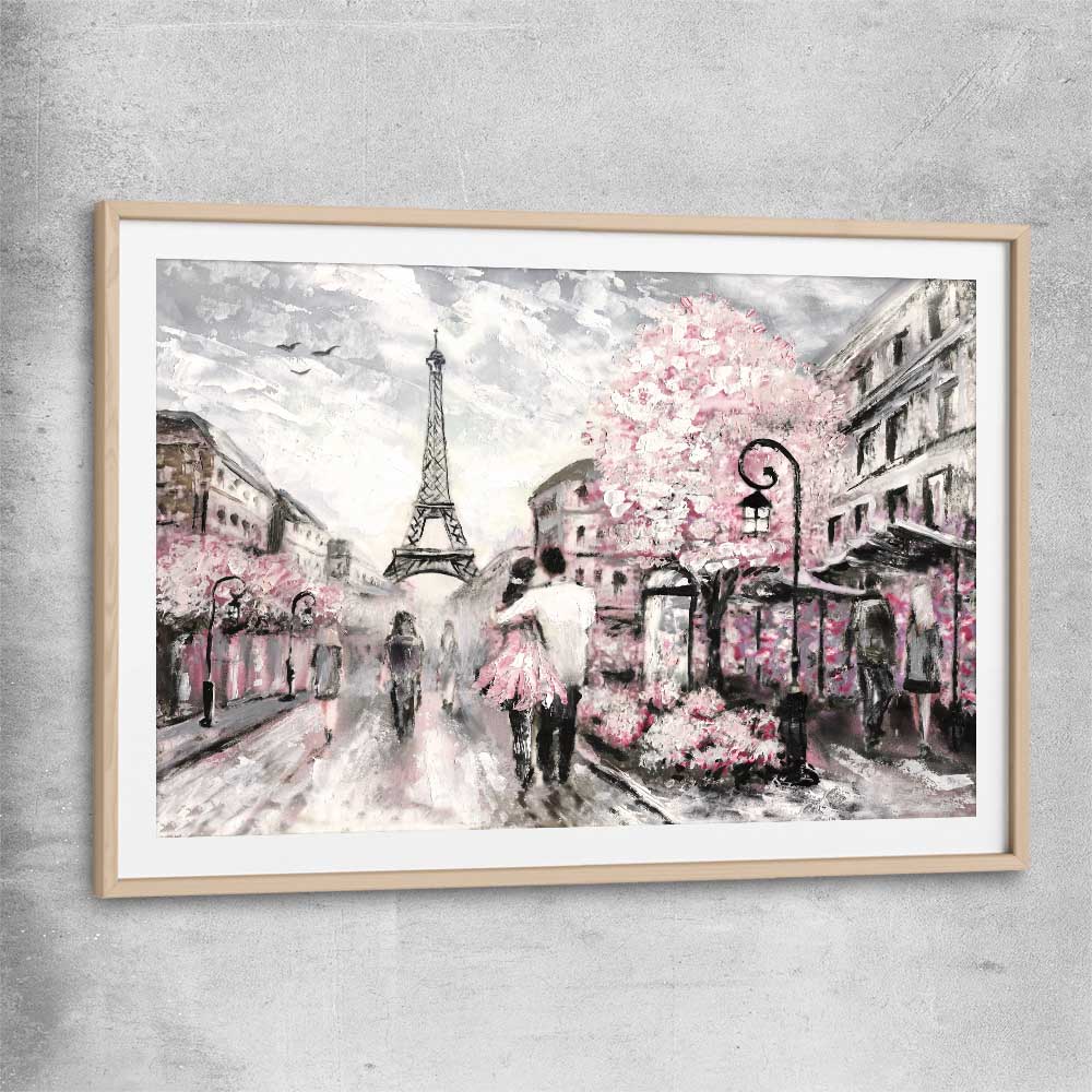 Paris Dreaming raw oak glass front frame is a high quality print in our city skyline, travel prints and maps collection