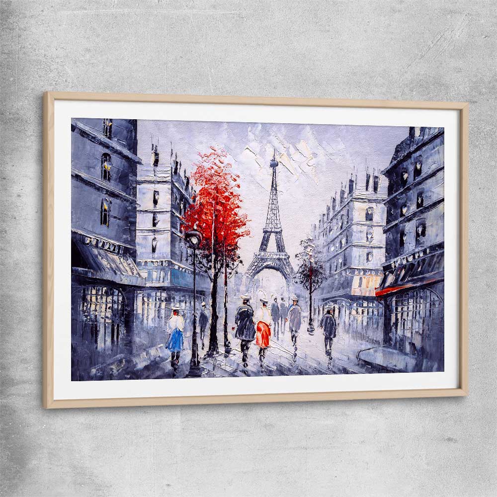 Paris Street View raw oak glass front frame is a high quality print in our city skyline, travel prints and maps collection