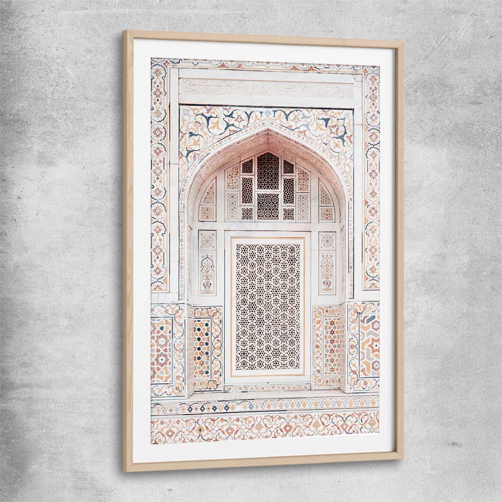 Taj in Arga raw oak glass front frame is a high quality print in our city skyline, travel prints and maps collection