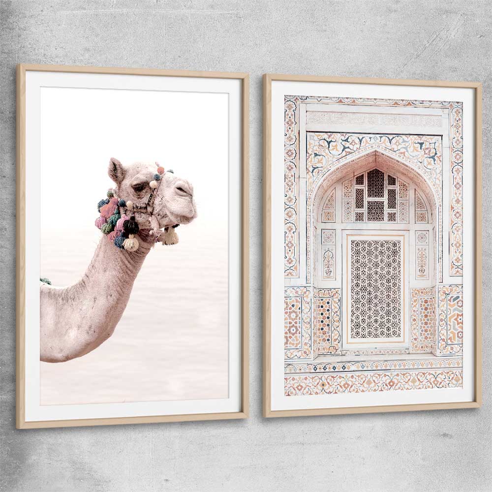 Taj in Arga Pair raw oak glass front frame is a high quality print in our city skyline, travel prints and maps collection