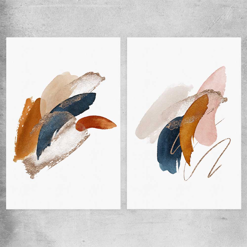 Abstract Strokes Pair rolled print - part of our high quality canvas abstract wall art collection
