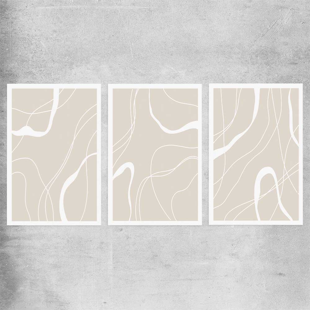 Beige Lines Set rolled print - part of our high quality canvas abstract wall art collection