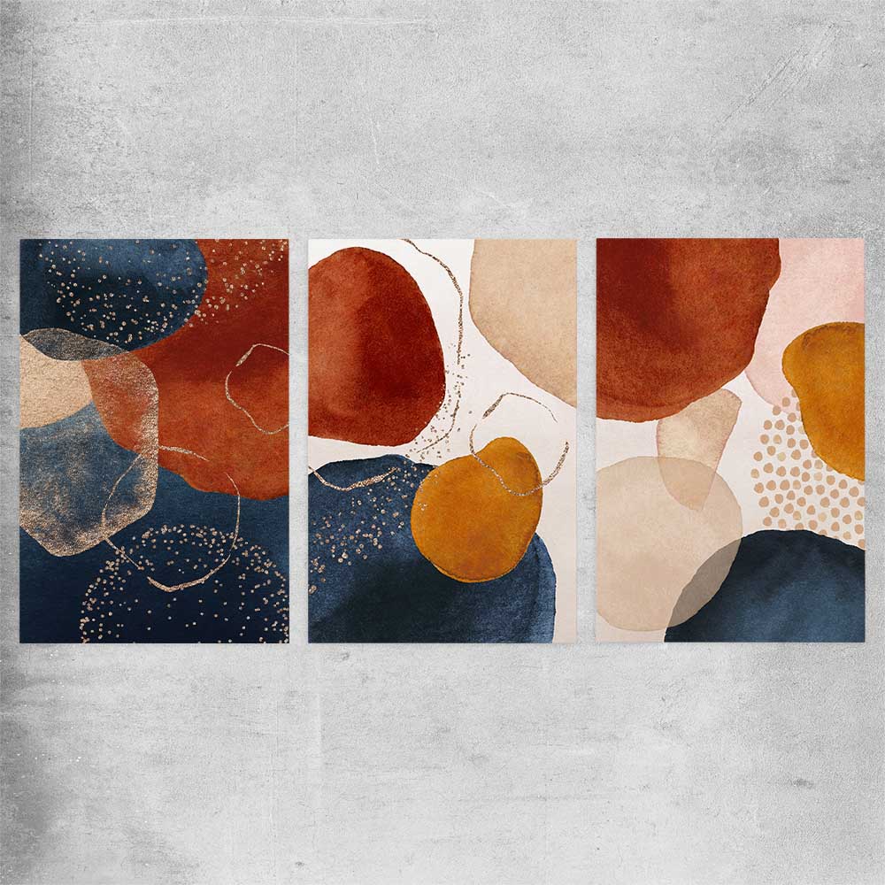 Beige Navy Set rolled print - part of our high quality canvas abstract wall art collection