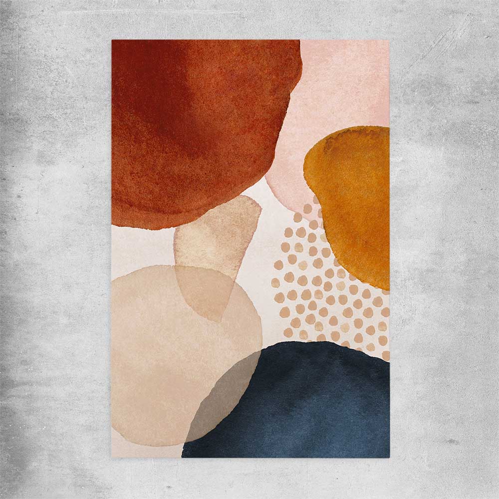 Beige Navy Three rolled print - part of our high quality canvas abstract wall art collection