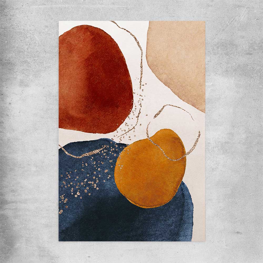 Beige Navy Two rolled print - part of our high quality canvas abstract wall art collection