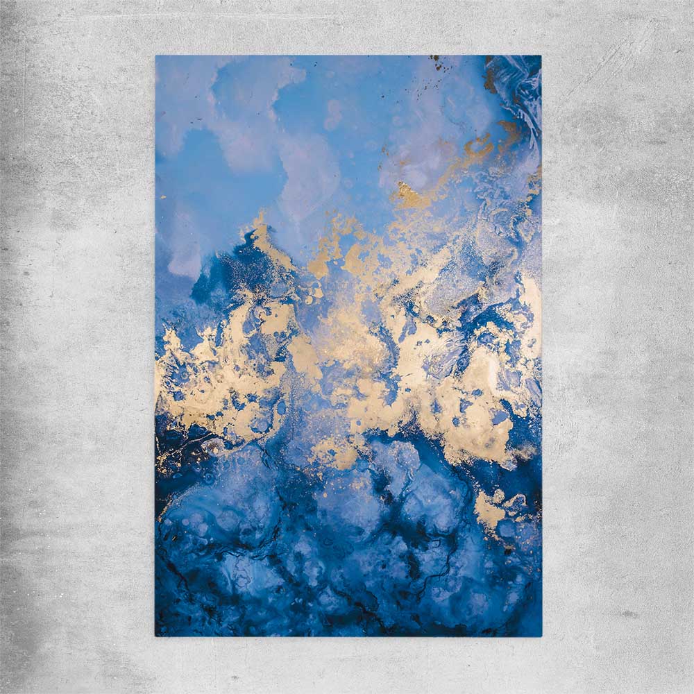 Blue and Gold Flow rolled print - part of our high quality canvas abstract wall art collection