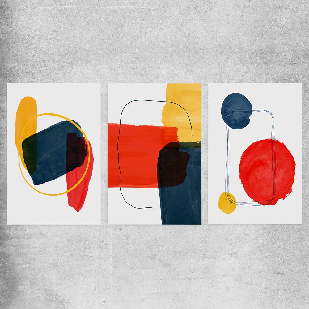Bright Shapes Set rolled print - part of our high quality canvas abstract wall art collection