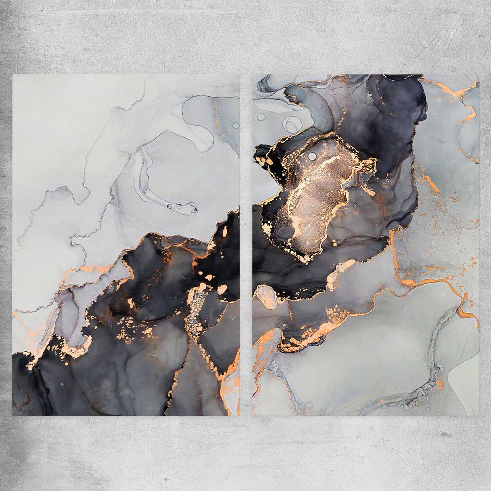 Darkened Gold Pair rolled print - part of our high quality canvas abstract wall art collection