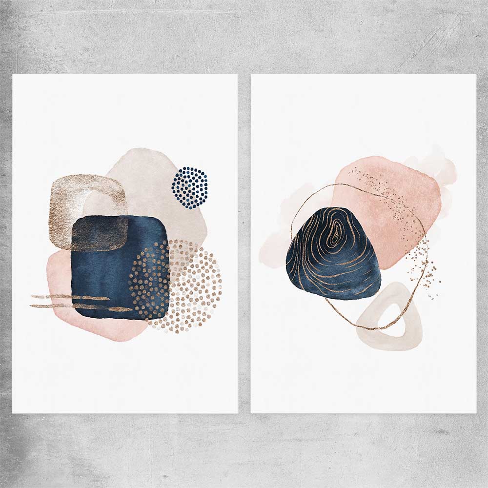 Geometric Dots Pair rolled print - part of our high quality canvas abstract wall art collection